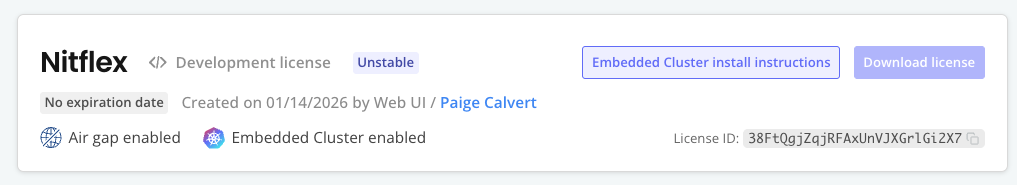 Nitflex example customer page